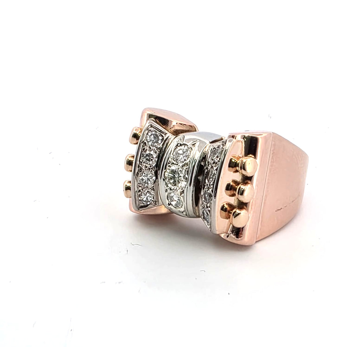 Bague Tank en or blanc, or rose et diamants