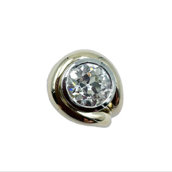 Bague Solitaire en or jaune, platine et diamant