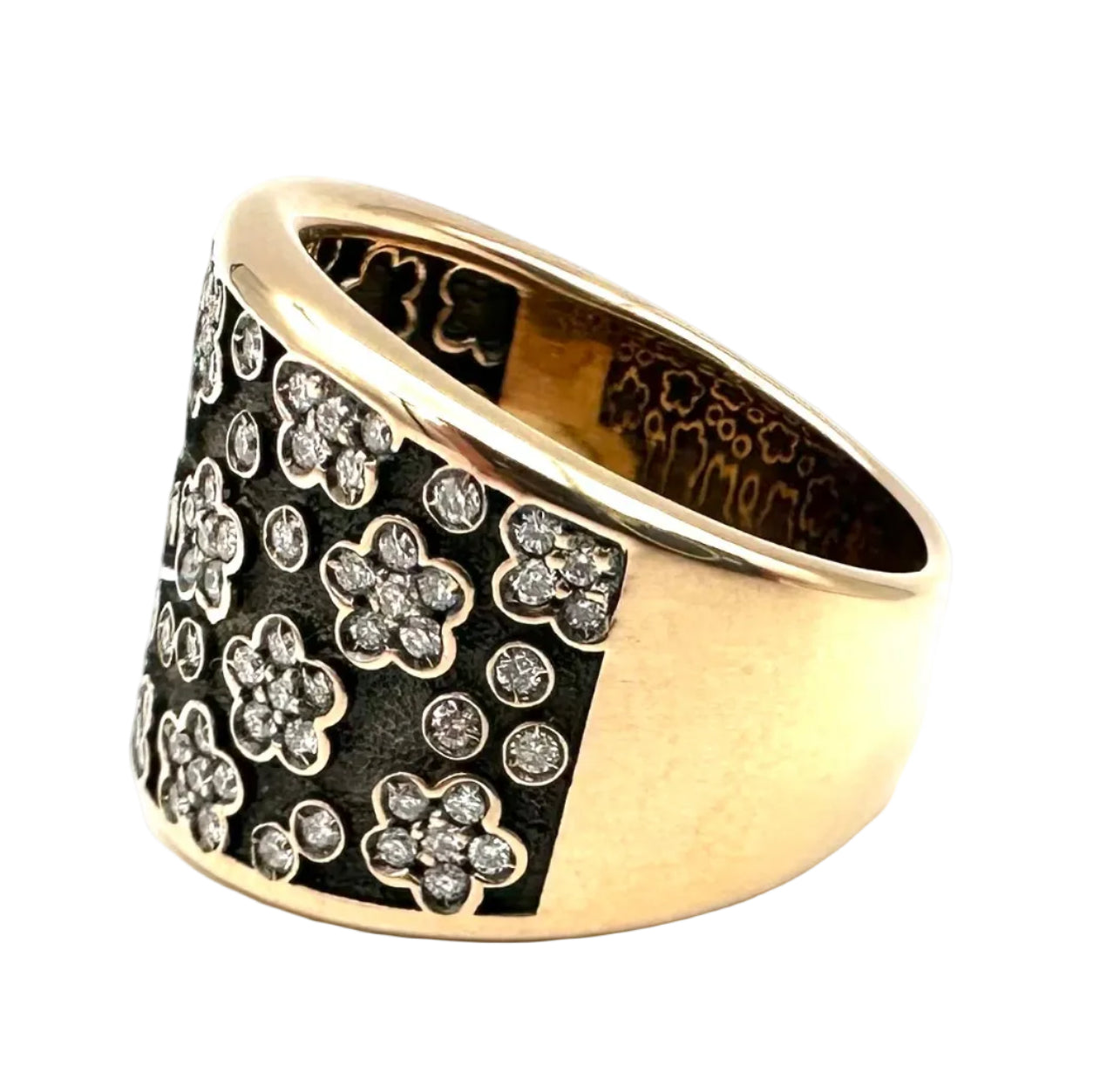 Bague Bandeau PASQUALE BRUNI "Ricami" en or rose, or noir et diamants