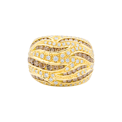 Bague Damiani en or jaune, pavage diamants, diamants bruns.
