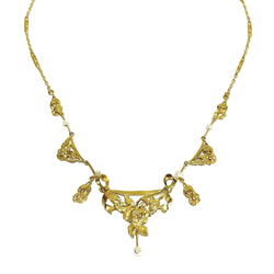 Collier Draperie en or champagne et perles