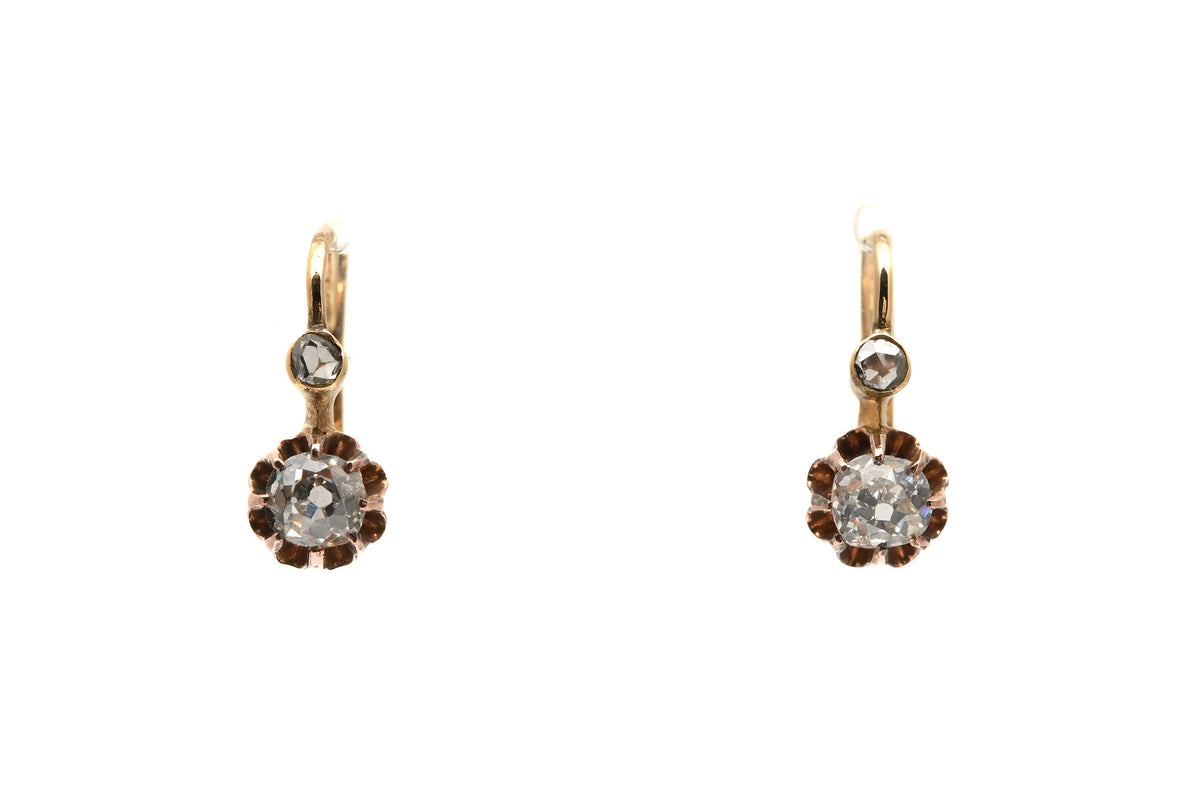 Boucles d'oreilles Dormeuses en or jaune et diamants