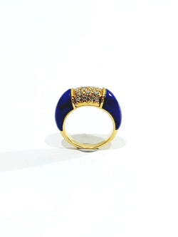 Bague Jonc en or jaune, lapis-lazuli et diamants