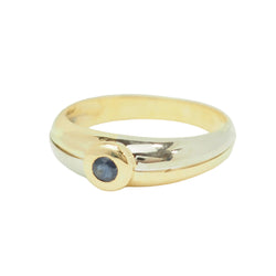 Bague Solitaire en or blanc, or jaune et saphir