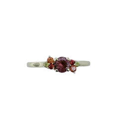 Bague GEMMYO "Baby Everbloom Camaïeux" en or jaune, tourmaline pêche, saphirs jaunes et oranges