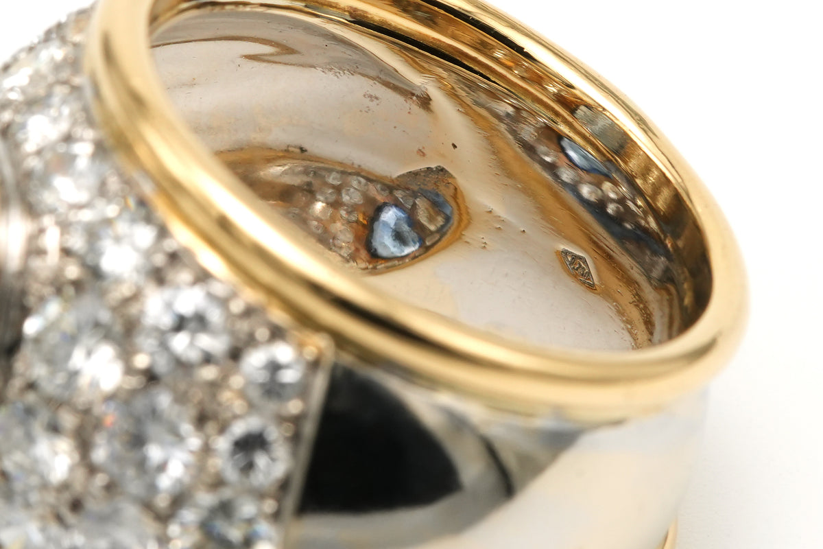 Bague Cocktail en or blanc, or jaune, topaze et diamants