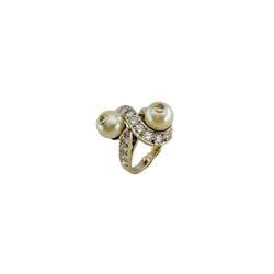 Bague Toi et Moi en or blanc, perles et diamants