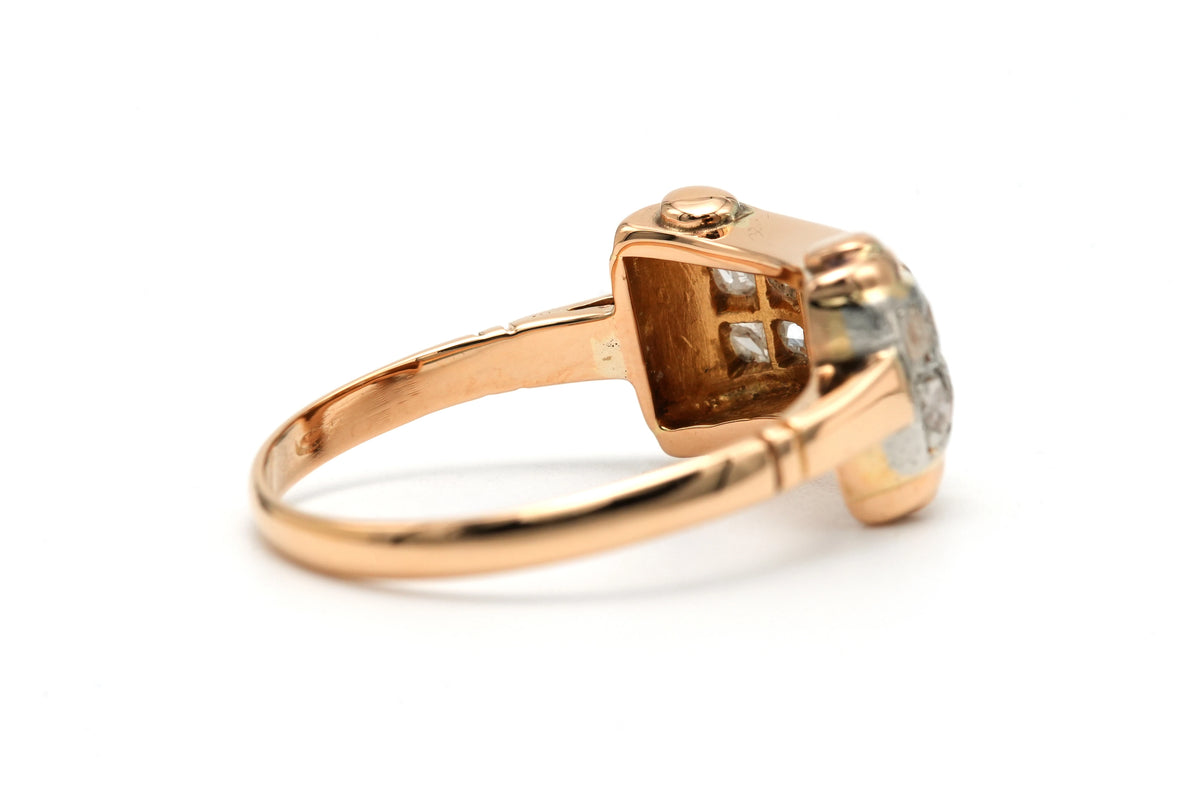 Bague Tank en or jaune et diamants