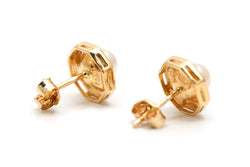 Boucles d'oreilles Puces en or jaune, perles et diamants