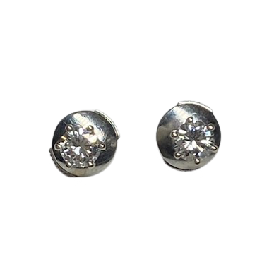 Boucles d'oreilles Puces en or blanc et diamants