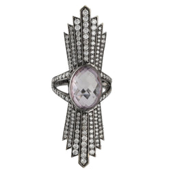 Bague Cocktail en or blanc, améthyste et diamants