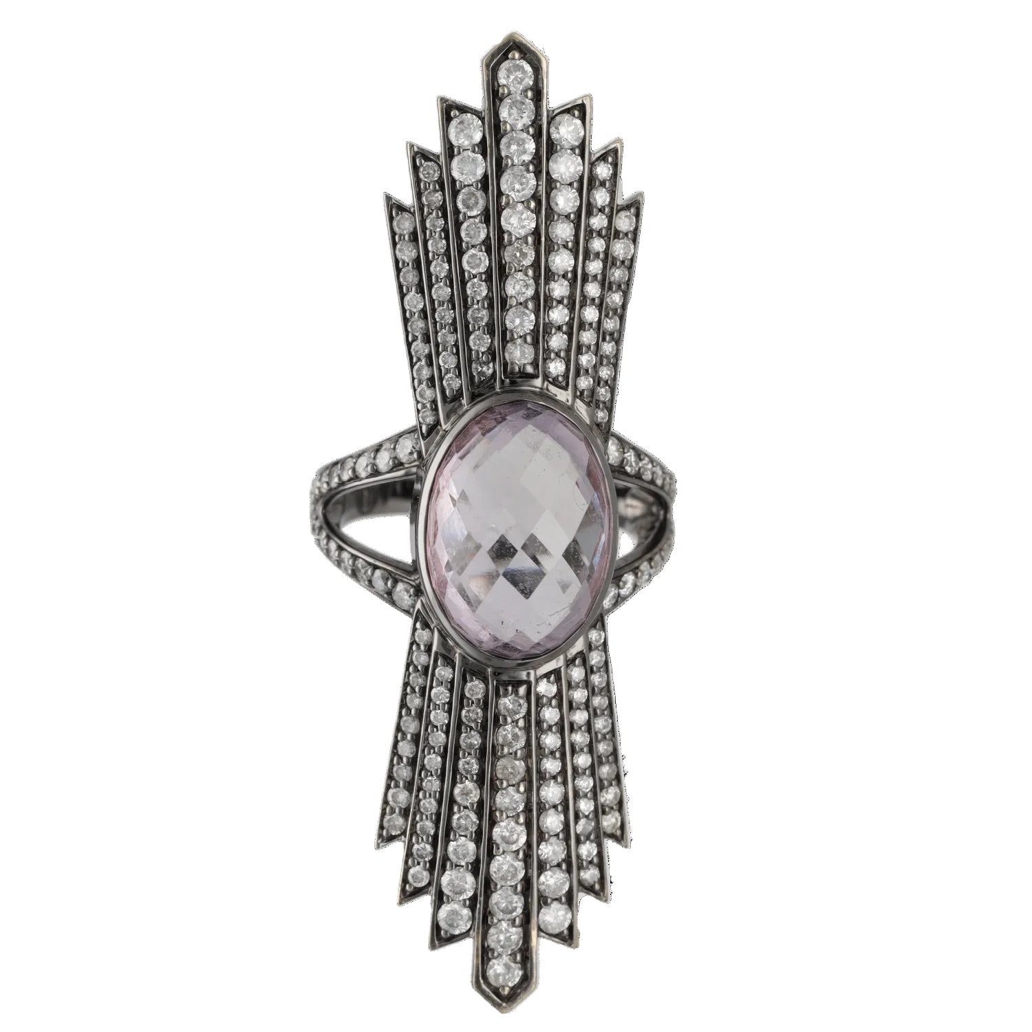 Bague Cocktail en or blanc, améthyste et diamants
