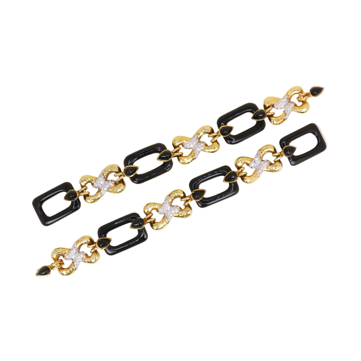 Collier Maille transformable or jaune, onyx et diamants