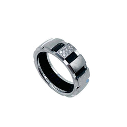 Bague Bandeau CHAUMET "Class One" en or blanc, diamants et caoutchouc