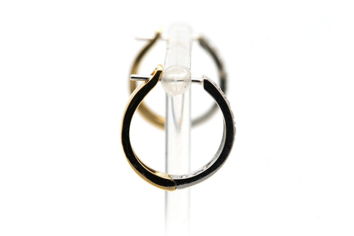 Boucles d'oreilles en or blanc, or jaune et diamants