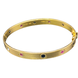 Bracelet Jonc CARTIER "Love Passion" en or jaune, rubis et saphirs