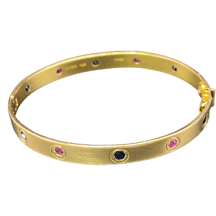 Bracelet Jonc CARTIER "Love Passion" en or jaune, rubis et saphirs