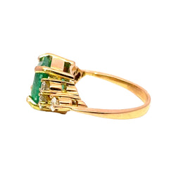 Bague Trilogie en or jaune, émeraude et diamants