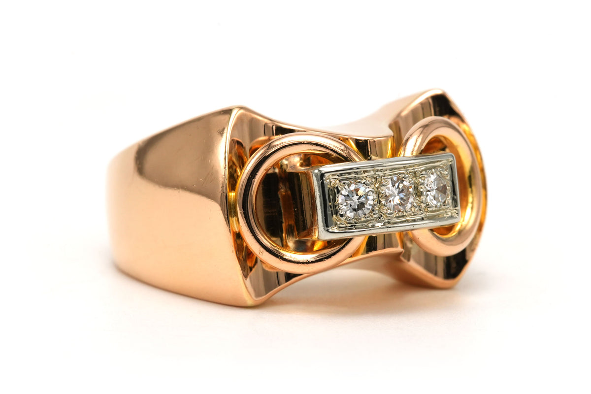 Bague Tank en or jaune et diamants