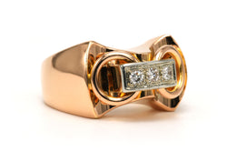 Bague Tank en or jaune et diamants