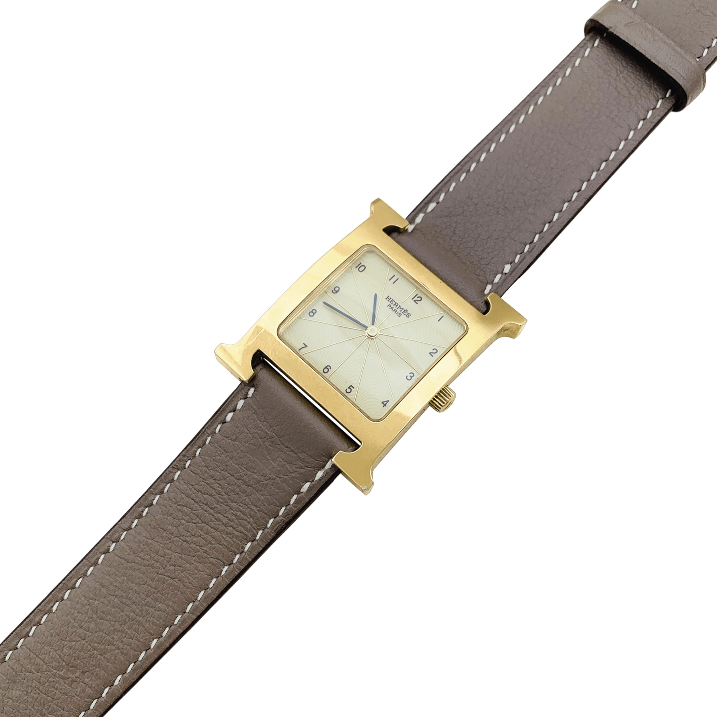 Montre Hermès, "Heure H", plaqué or, acier.