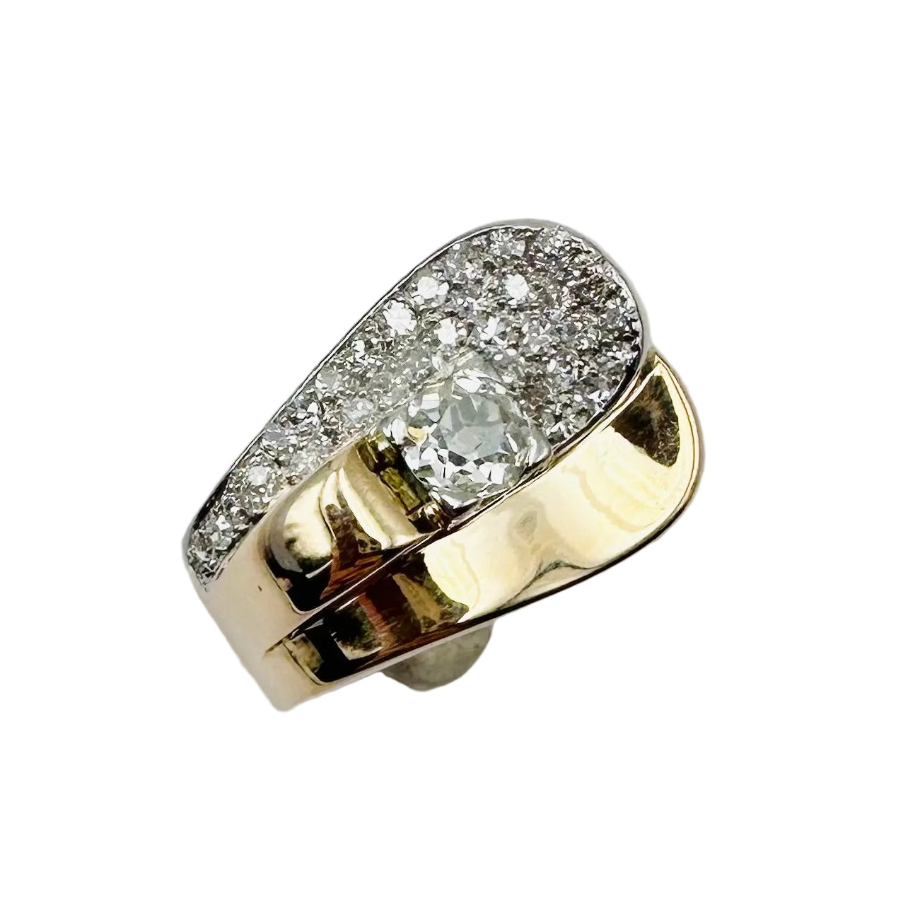 Bague Pavée en or jaune, platine et diamants