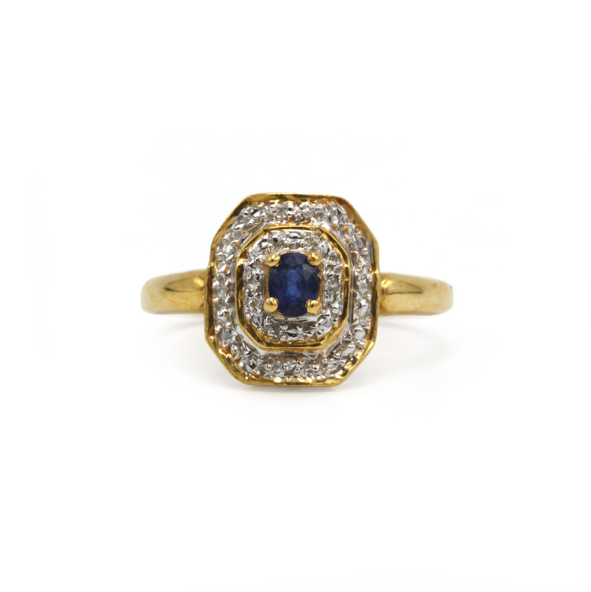 Bague Entourage en or blanc, or jaune, saphir et diamants