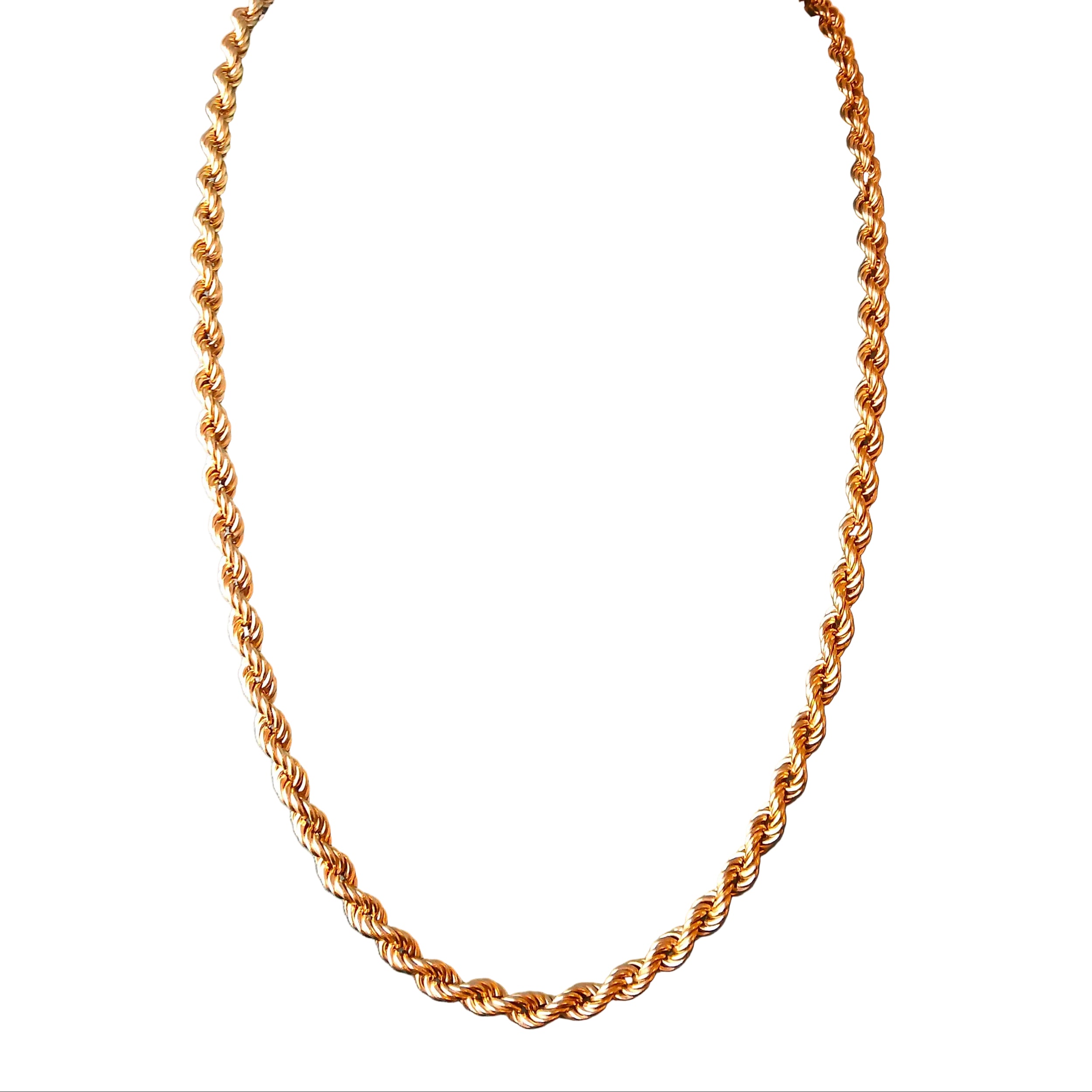 Important collier en or jaune, maille corde doublée
