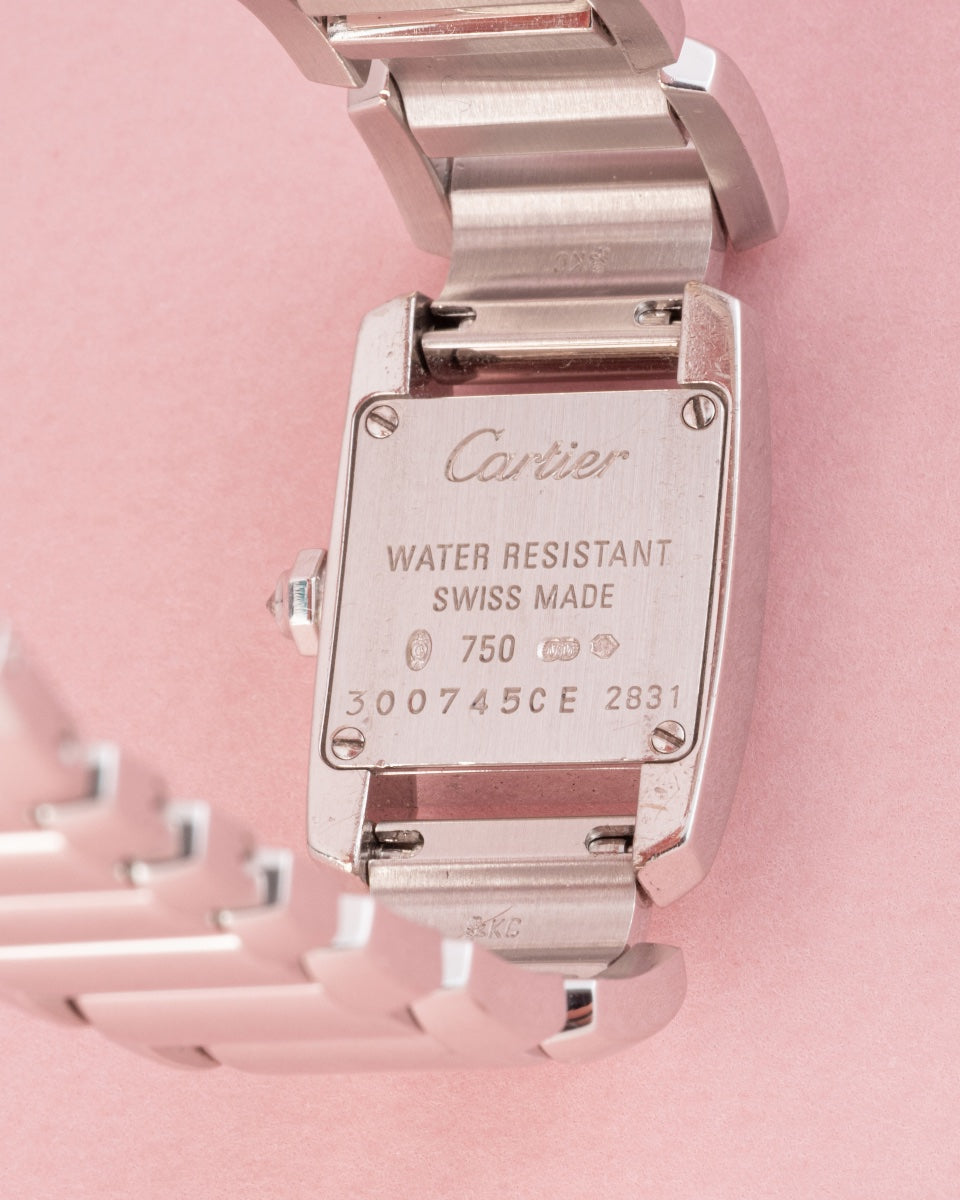 Montre CARTIER "Tankissime" PM en or blanc, acier et diamants