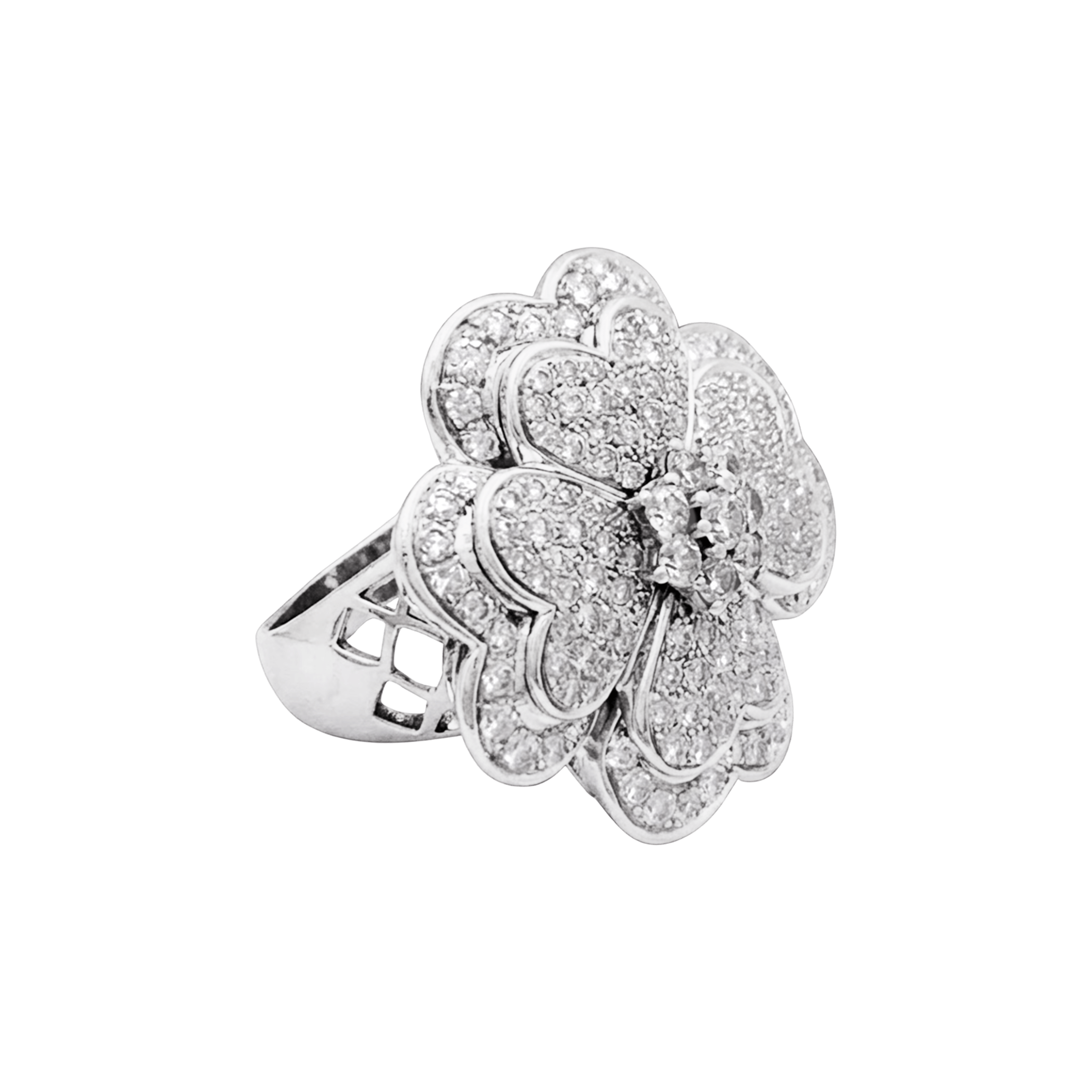 Bague « Trèfle », or blanc, diamants.