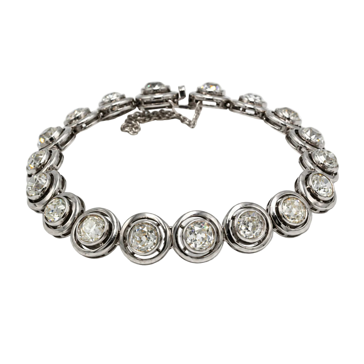 Bracelet en or blanc, argent et diamants