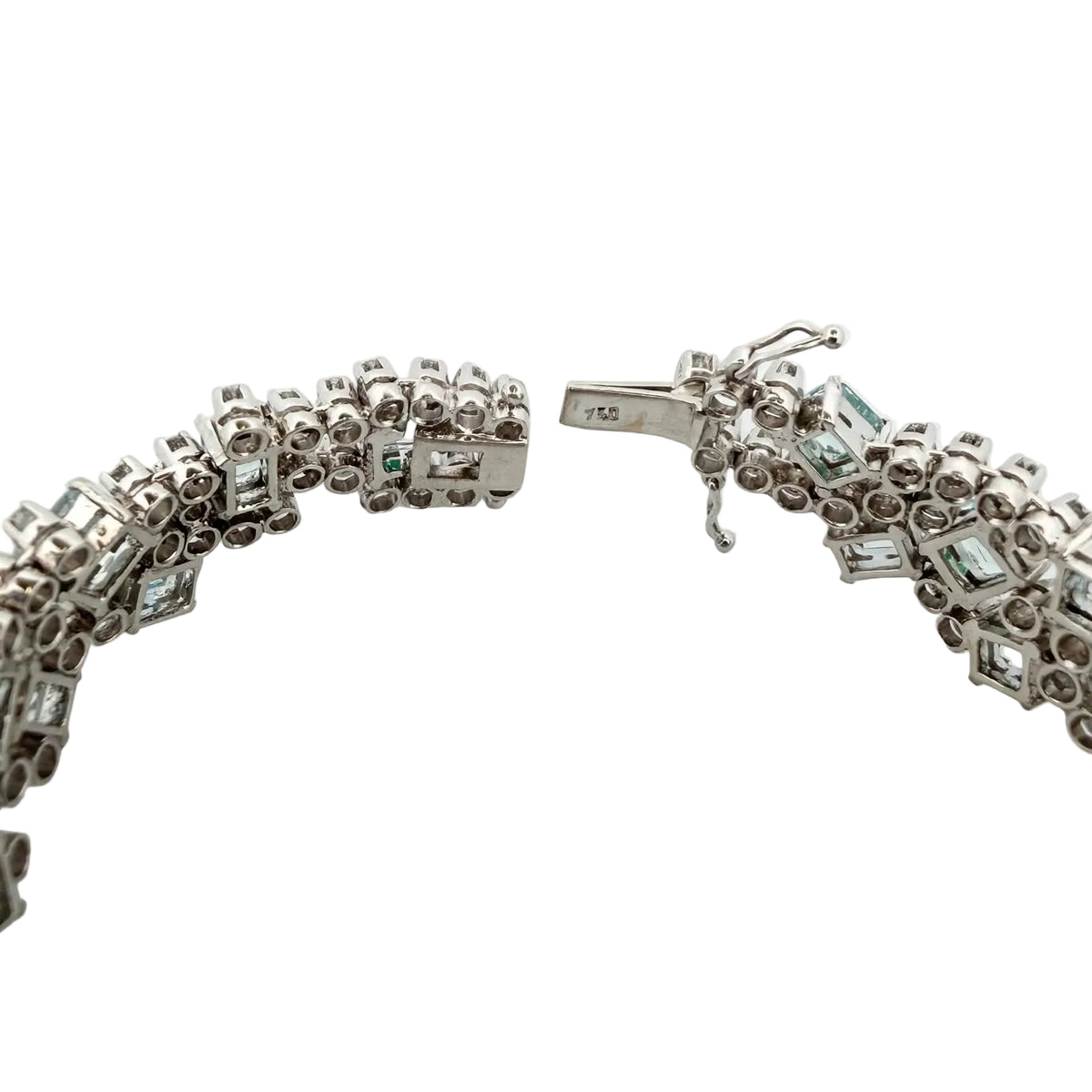 Bracelet en or blanc, aigues-marines et diamants