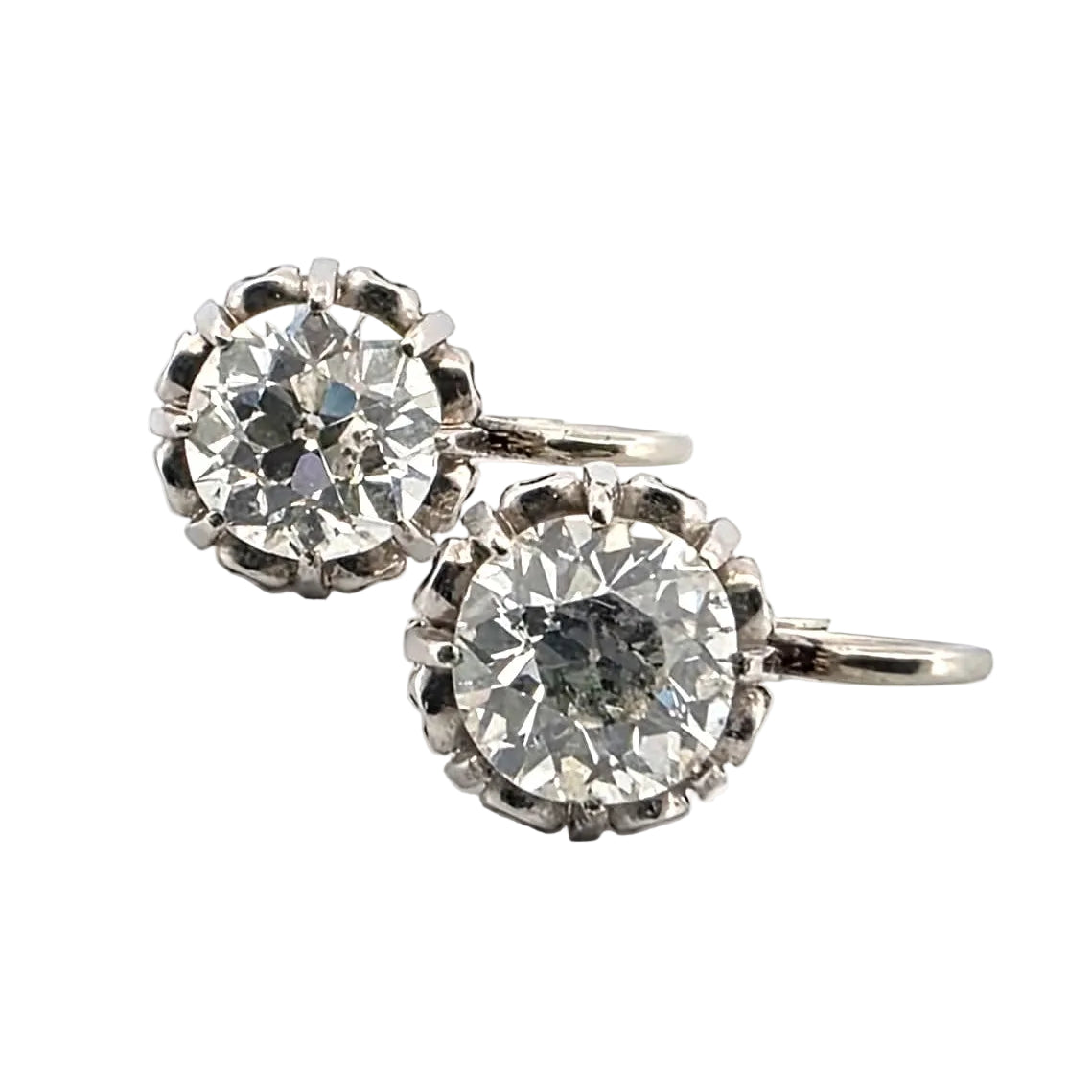 Boucles d'oreilles Dormeuses en or blanc et diamants