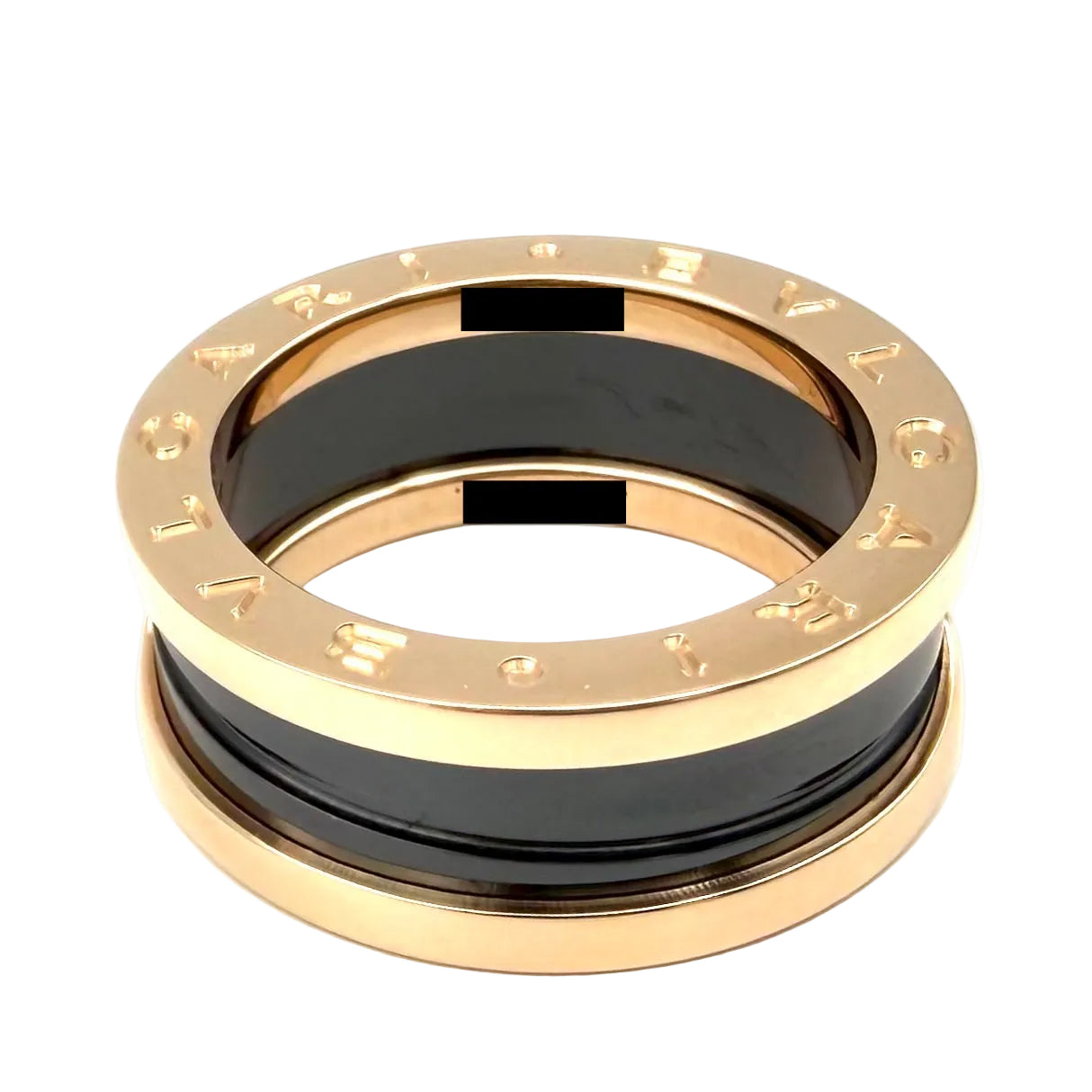 Bague Bandeau BULGARI "B.Zéro1" en or rose et céramique