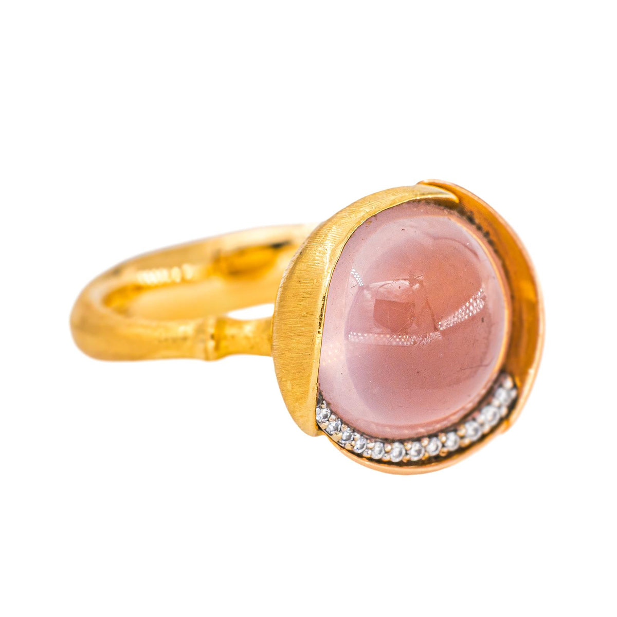 Ole Lynggaard Bague Lotus Or jaune Quartz rose