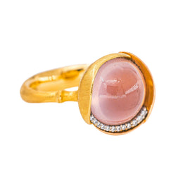 Ole Lynggaard Bague Lotus Or jaune Quartz rose