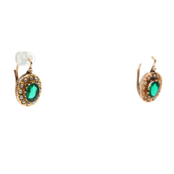 Boucles d'oreilles Dormeuses en or jaune, perles et cristal