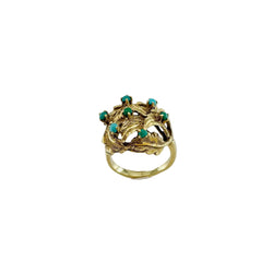 Bague Dôme en or jaune et turquoise