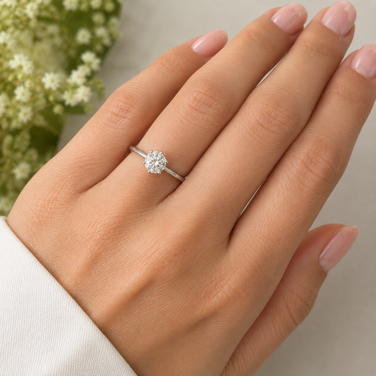 Bague Solitaire en or blanc et diamant