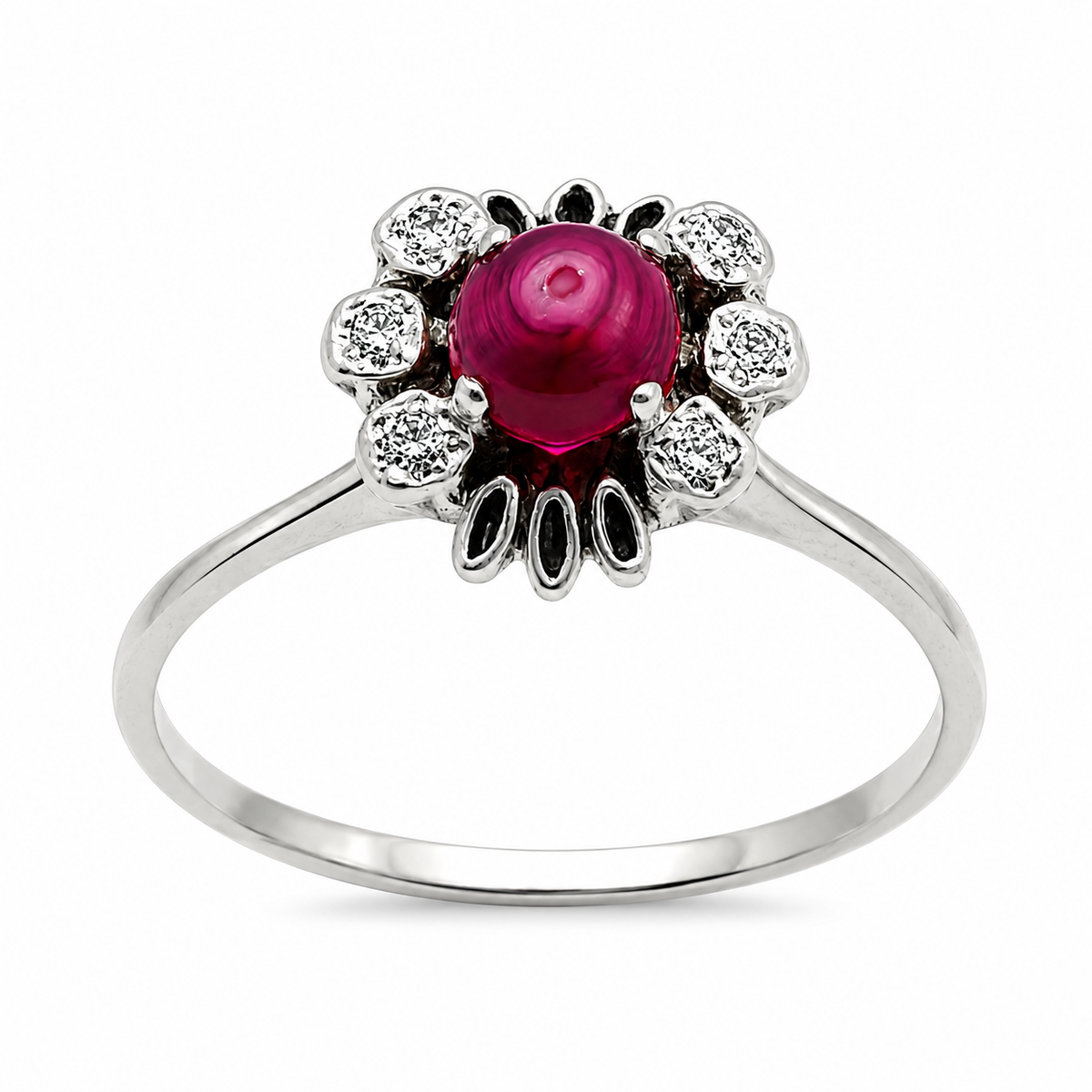 Bague Cocktail en or blanc, rubis et diamants