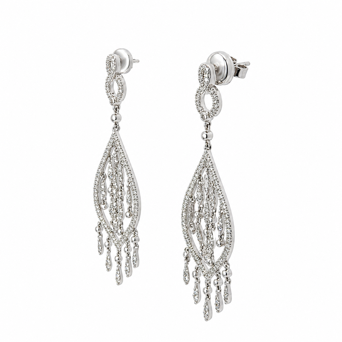 Boucles d'oreilles Pendantes en or blanc et diamants