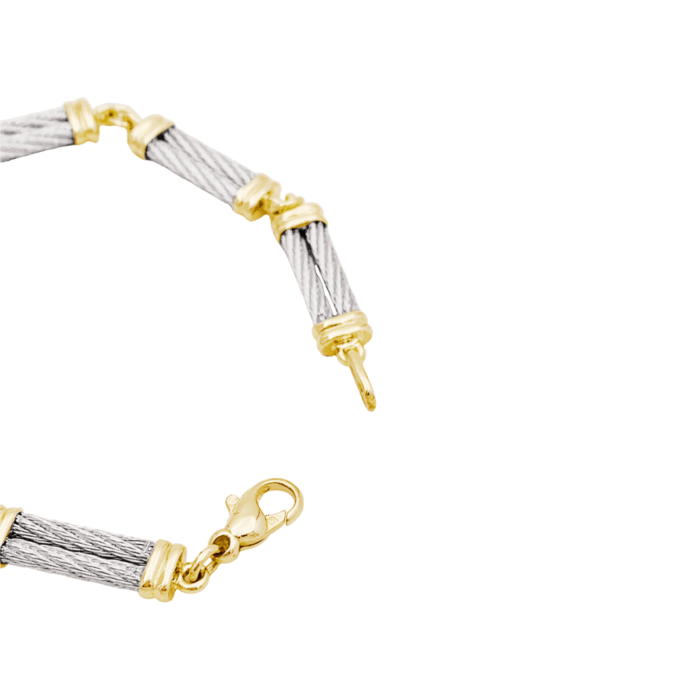 Bracelet Fred, "Force 10", en or jaune, acier.