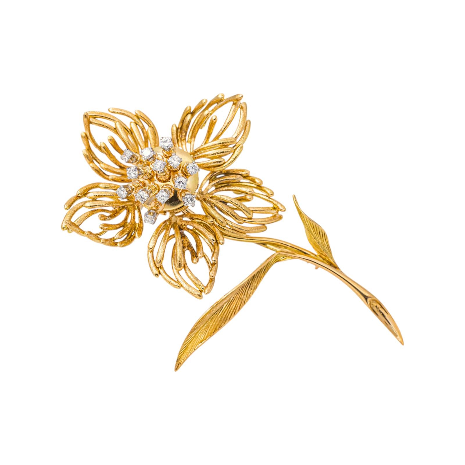 Broche Fleur Or jaune Diamant