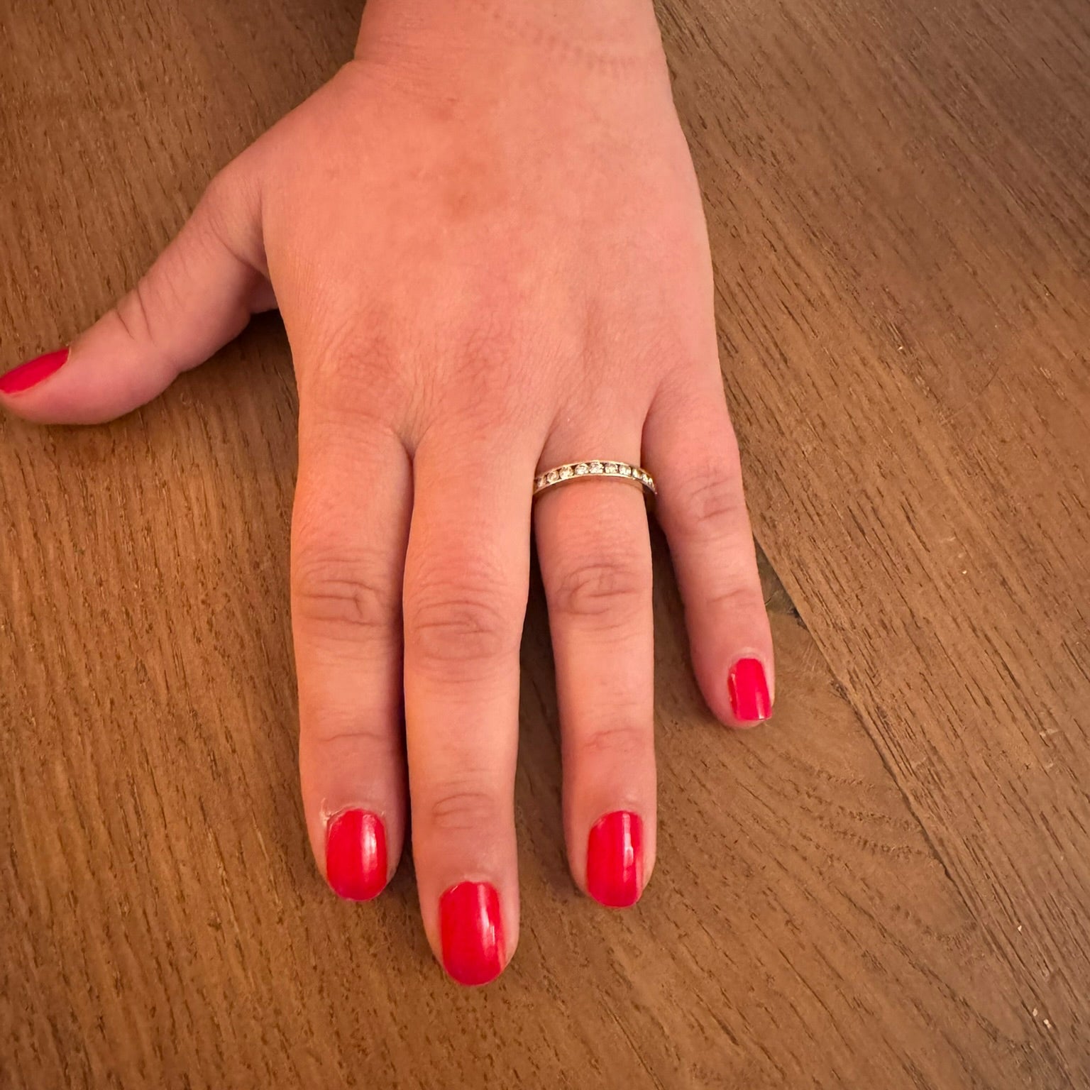 Ring Champagne gold wedding band and diamonds