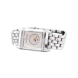 Montre Jaeger Lecoultre, "Reverso", acier et diamants.