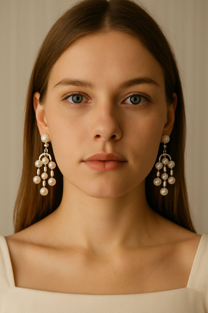 Elégante paire de boucles d'oreille Girandole perles des diamants