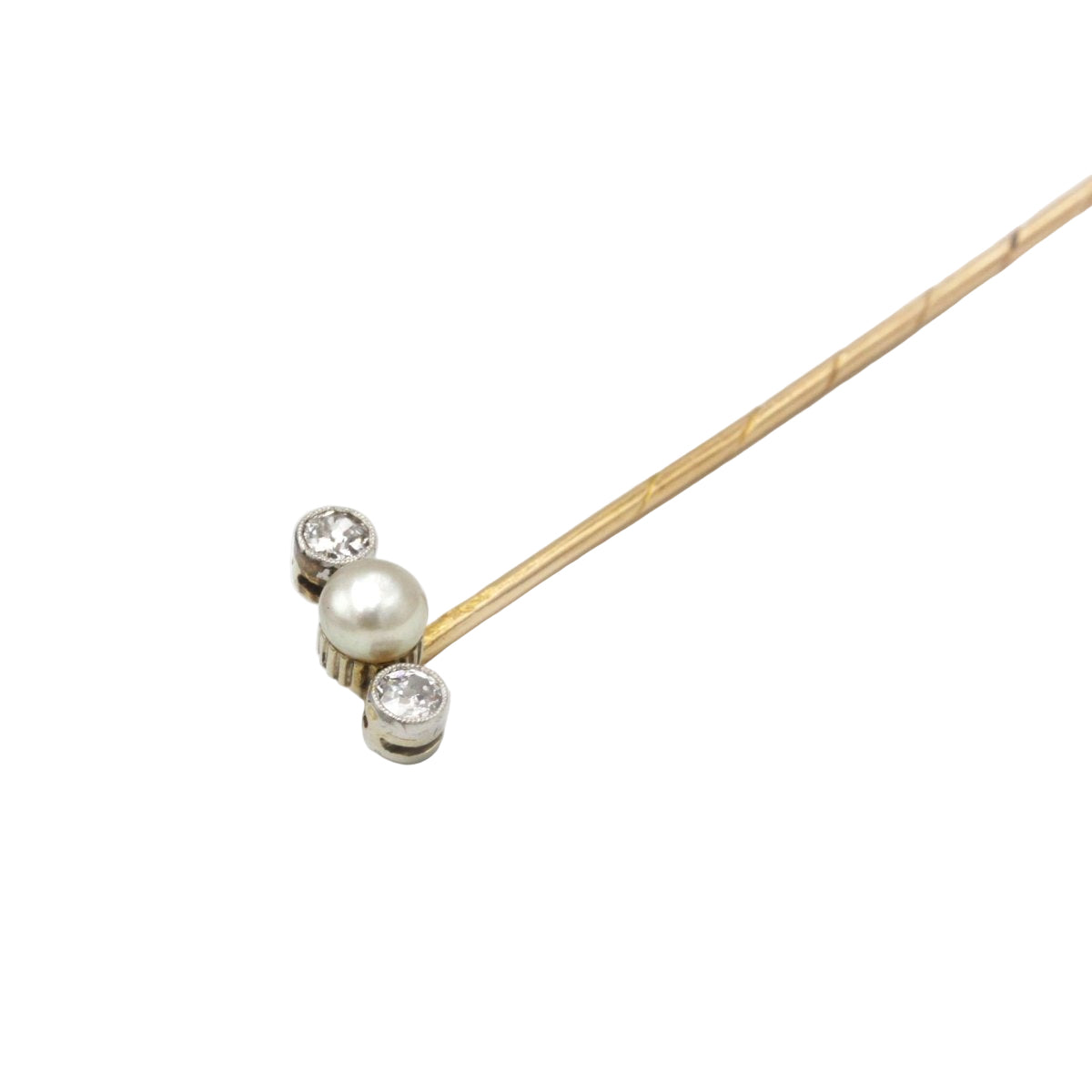 Épingle à cravate en or jaune et blanc perle et diamants - Castafiore