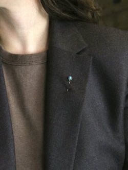 Epingle ancienne or jaune turquoise diamants - Castafiore