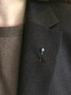 Epingle ancienne or jaune turquoise diamants - Castafiore