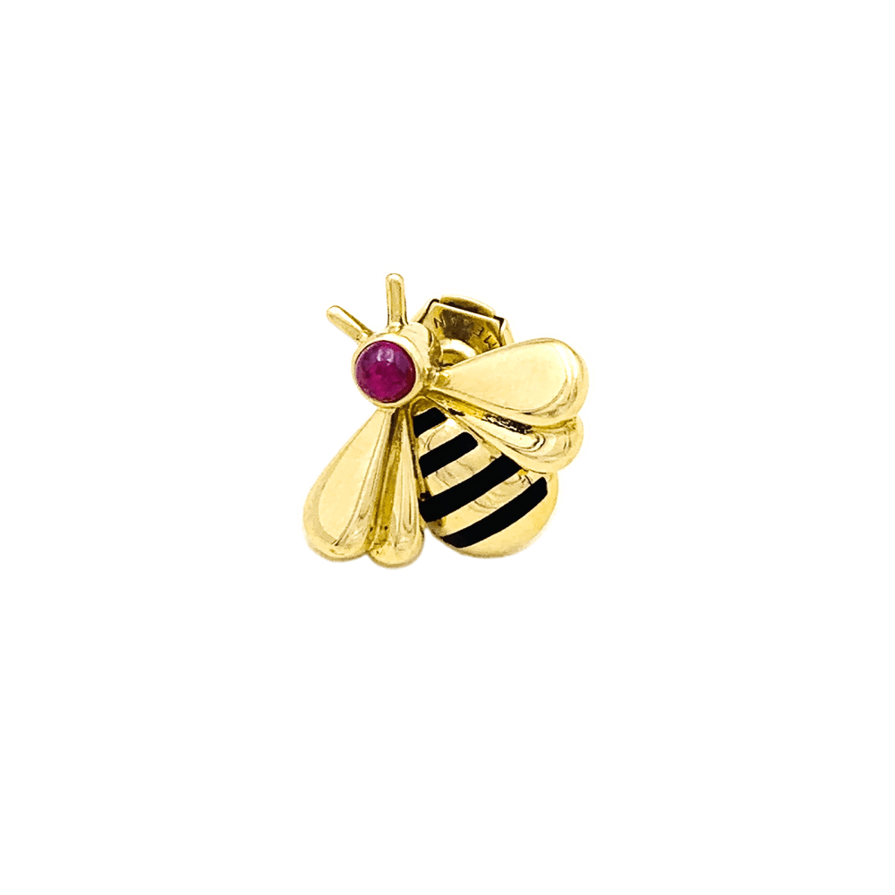 Épingle CARTIER en or jaune, émail et rubis - Castafiore